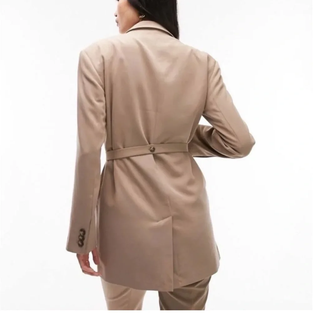Topshop Women's Tan Belted‎ Blazer Jacket Size 4 NEW